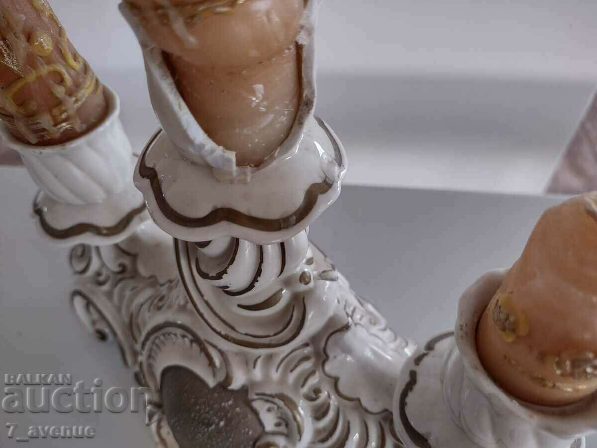 СВЕЩНИК със СВЕЩИ, стар, маркировка, порцелан, DjKv - 7 СВЕЩНИК със СВЕЩИ, стар, маркировка, порцелан, DjKv - 7