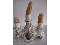 CANDLESTICK with CANDLES, old, mark, porcelain, DjKv