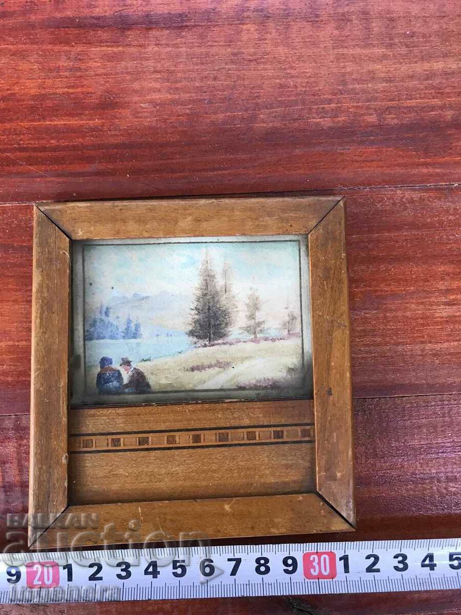 FRAME WOOD PICTURE 1914 OLD MINI