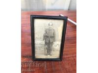 FRAME WOOD GLASS PHOTO CARD SOLDIER BEGIN. IN THE 20TH CENTURY