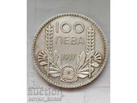 Calitate superioară! Moneda regală de argint bulgară 100 BGN 1937