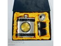 Jim Beam Flask, Metal Two Shot Bottle(12.4)