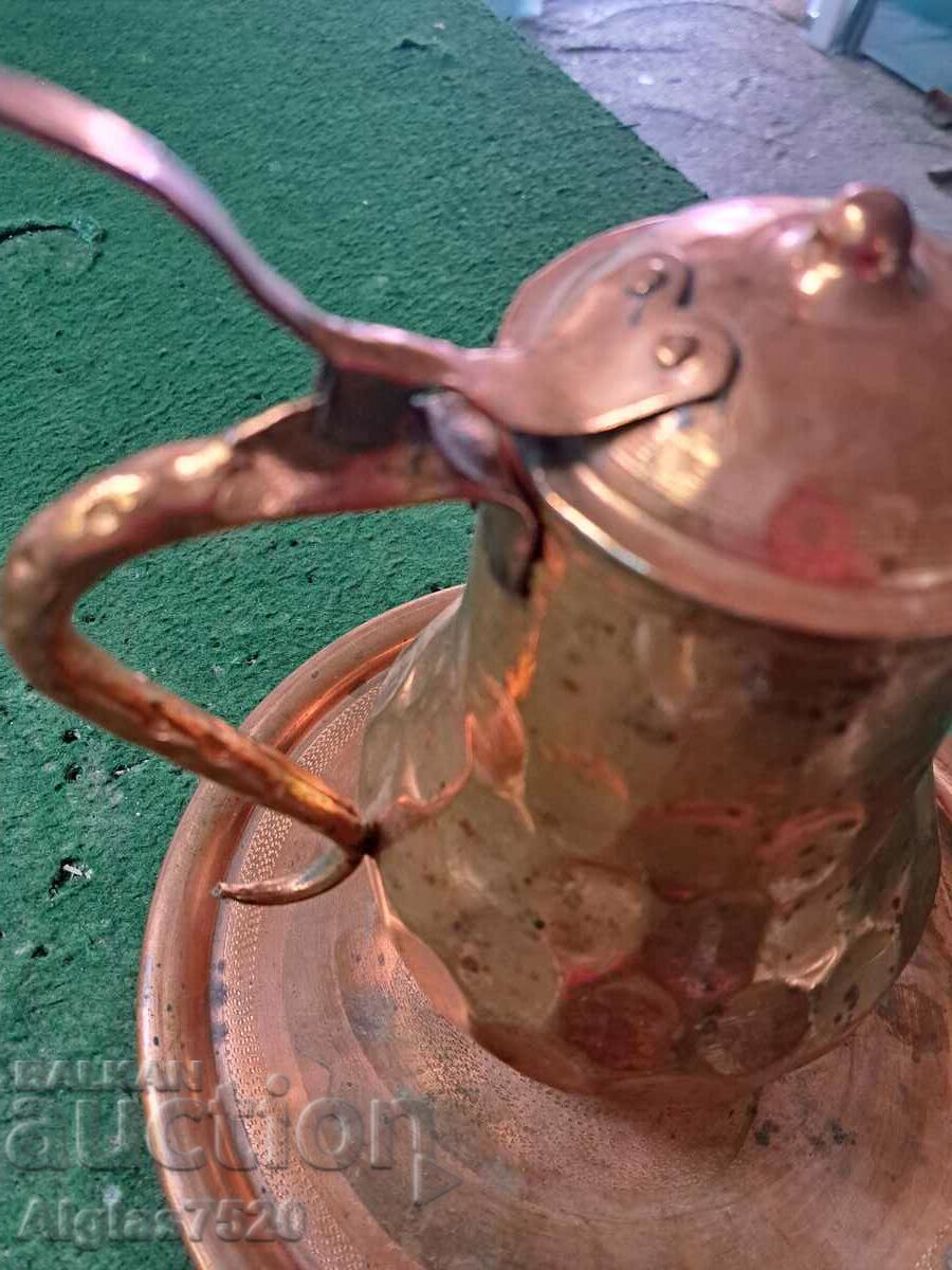 Copper jug with tray with price 60.00 BGN | € 30.68 Copper jug with tray with price 60.00 BGN | € 30.68