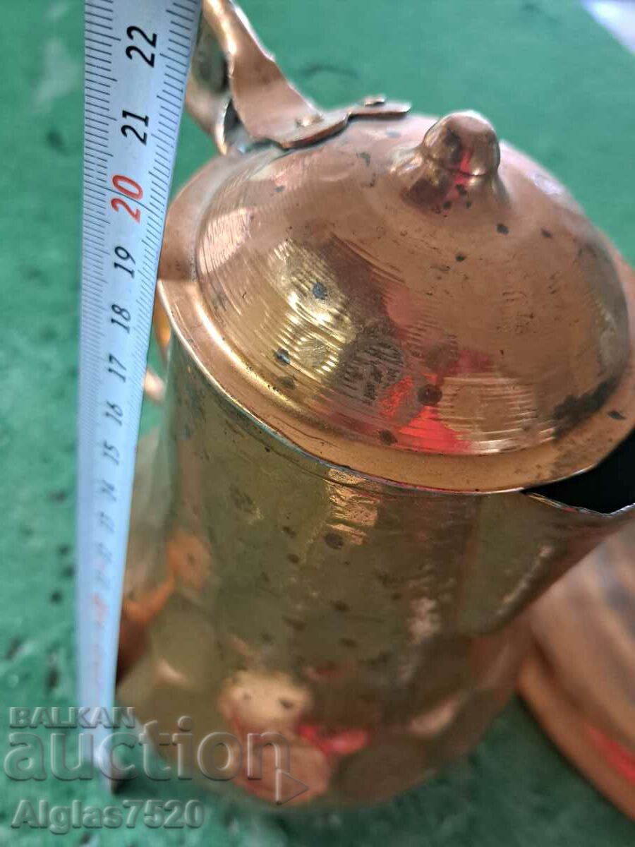 Auction Copper jug with tray Auction Copper jug with tray