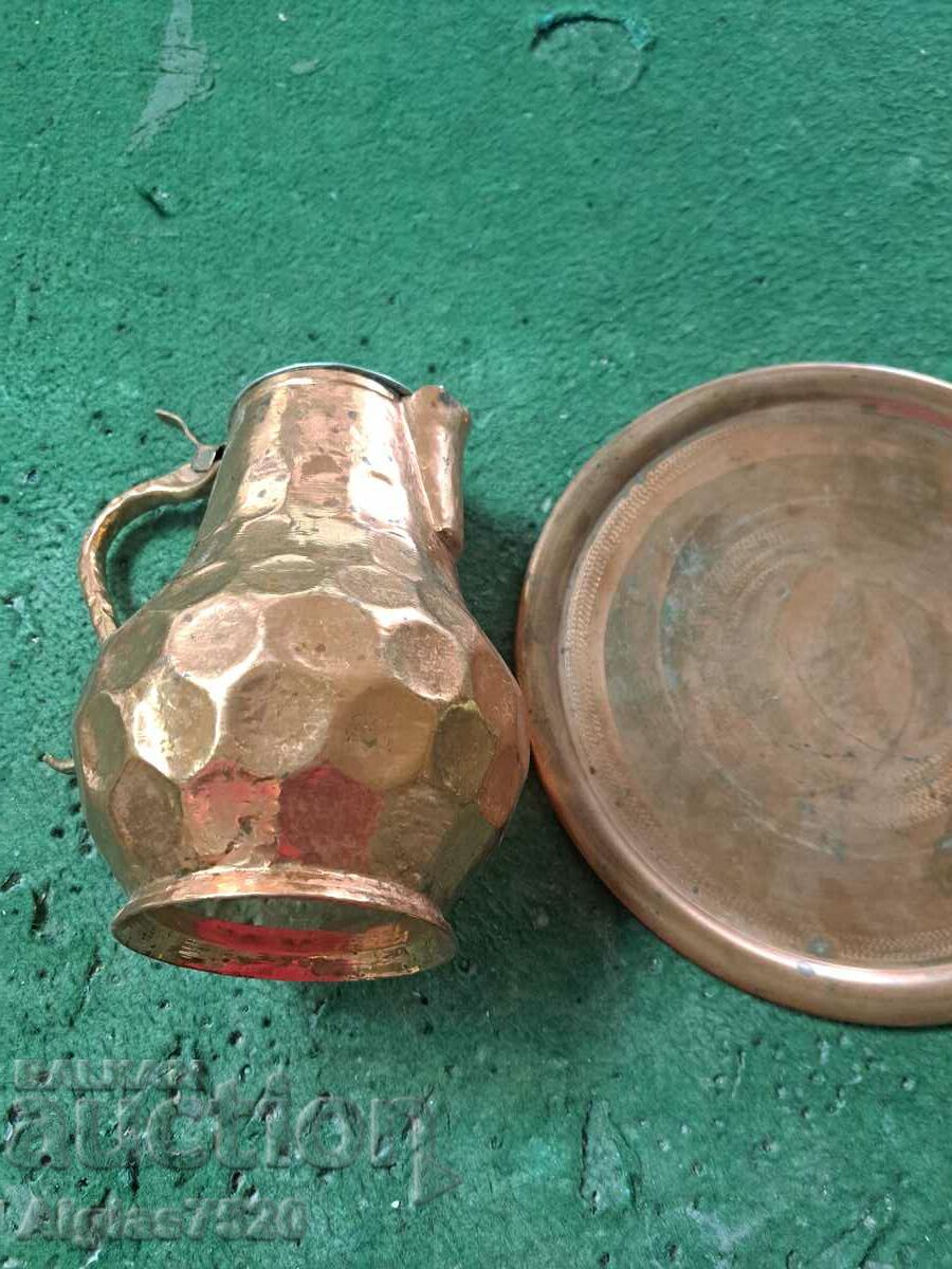 Copper jug with tray - 6 Copper jug with tray - 6