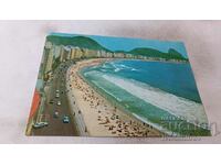 Postcard Rio de Janeiro Playa de Copacabana 1966