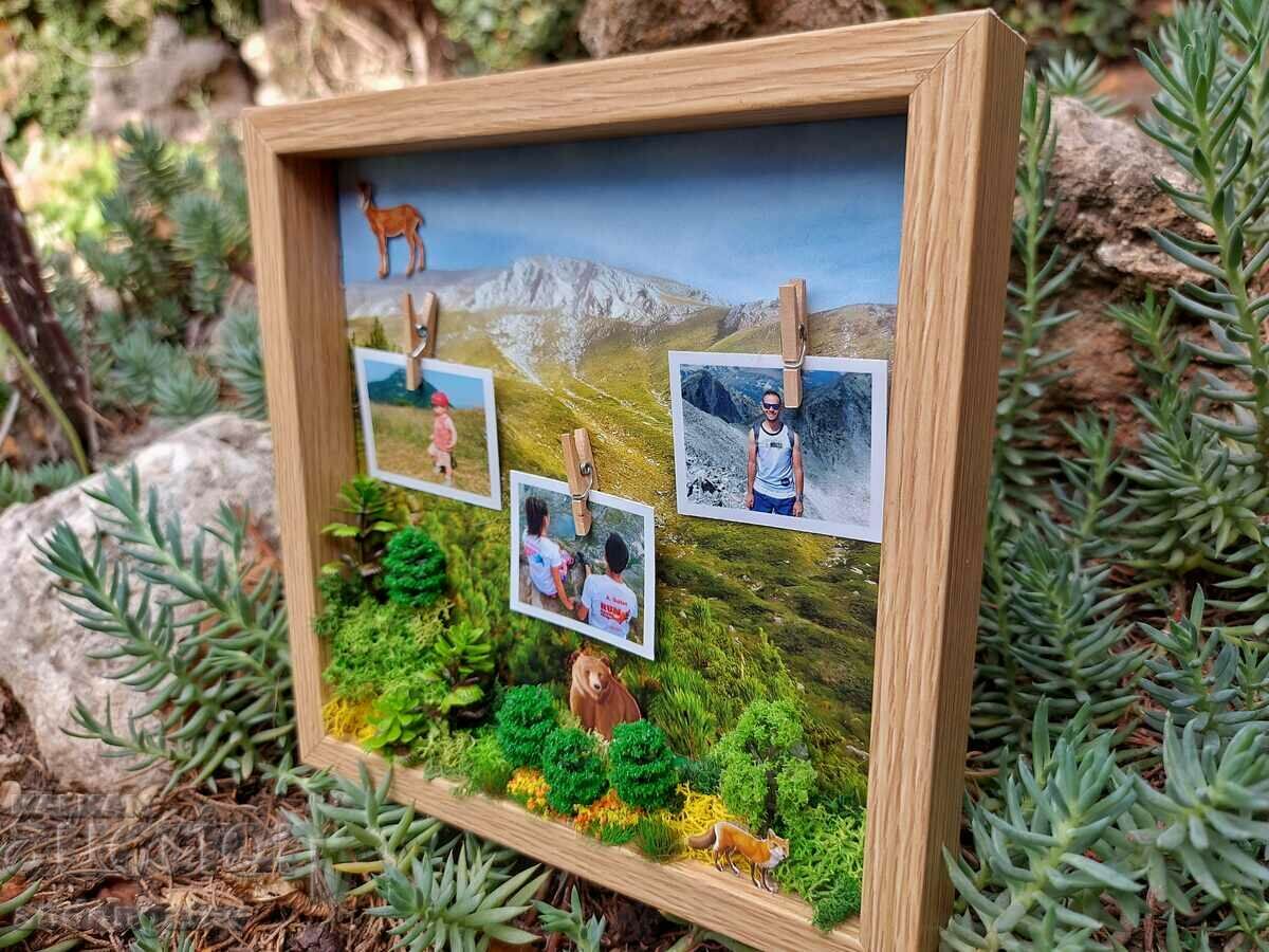 Mount Vihren panel, with 3 personal photos and decoration