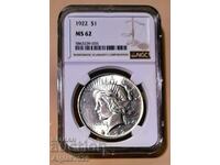 1922 US Silver Dollar MS 62