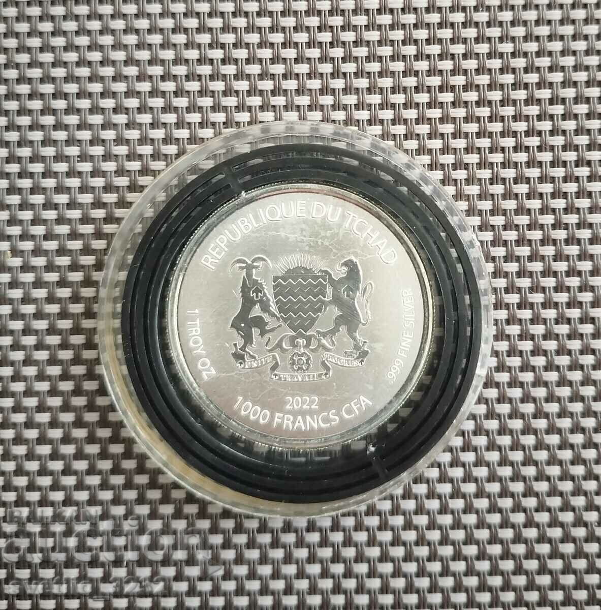 Silver 1 OZ 2022 Δημοκρατία του Τσαντ με τιμή 149.00 BGN | € 76.18 Silver 1 OZ 2022 Δημοκρατία του Τσαντ με τιμή 149.00 BGN | € 76.18