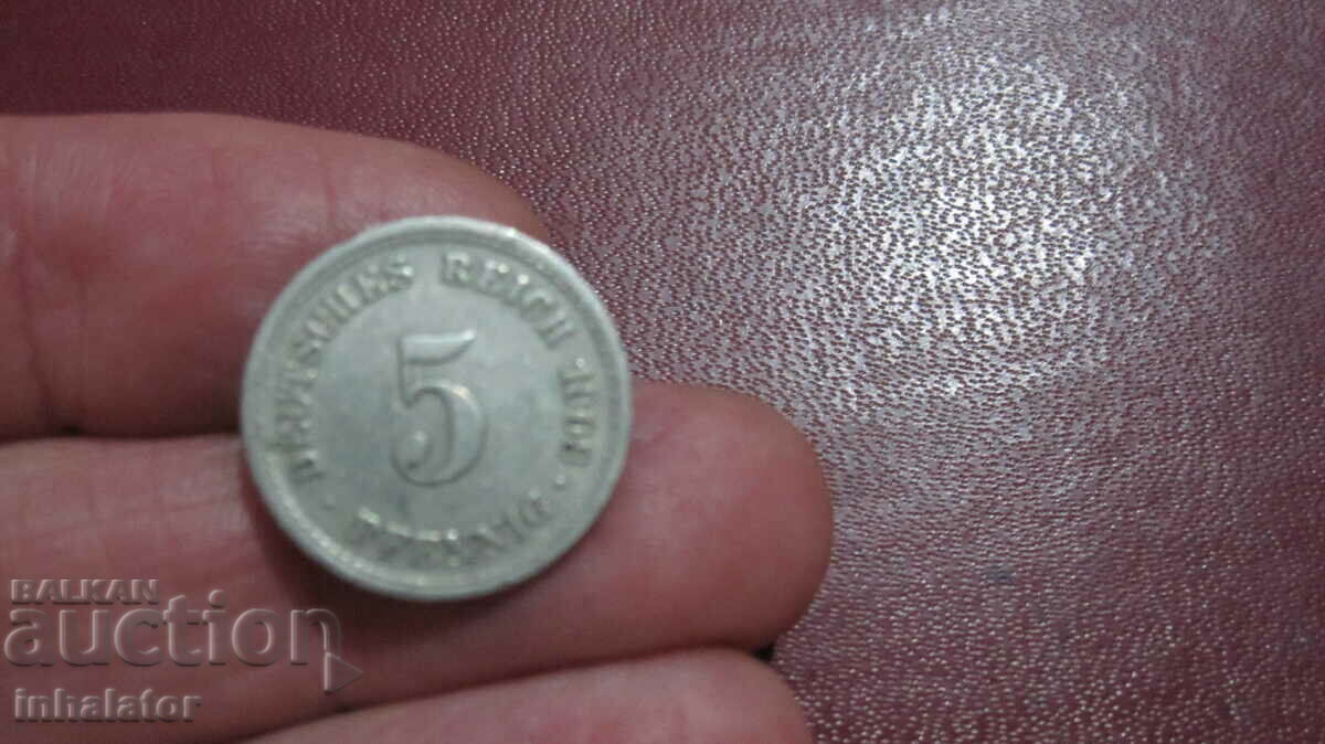 1908 5 pfennig litera F