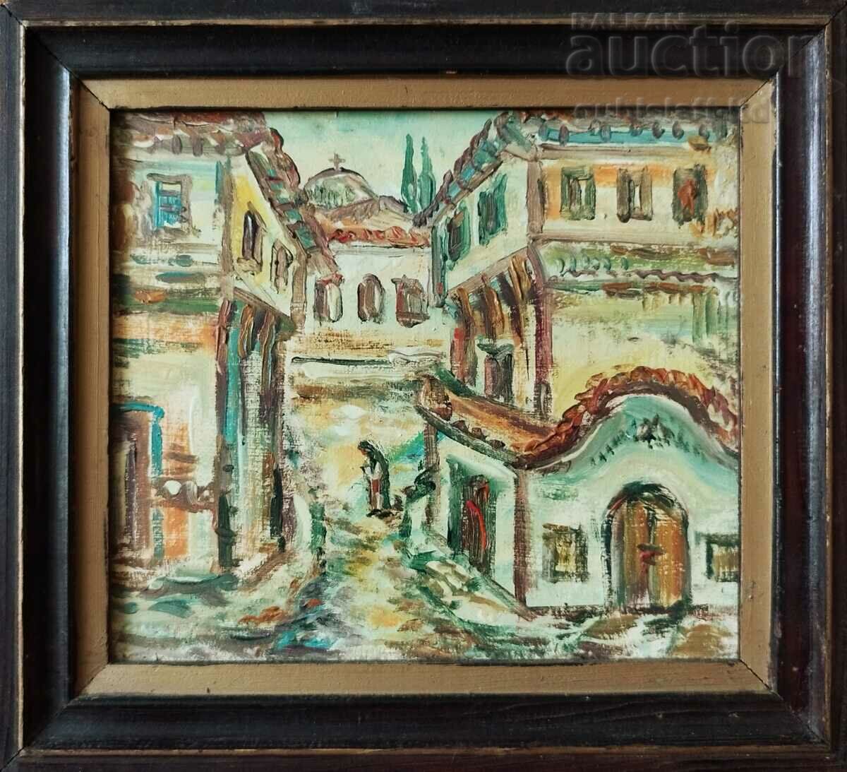 Painting, "View from Plovdiv", art. M. Mihailov, 1986