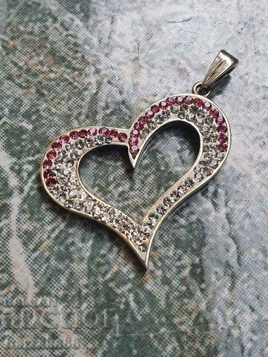 Auction Silver heart pendant necklace with Swarovski Oksan stones Auction Silver heart pendant necklace with Swarovski Oksan stones