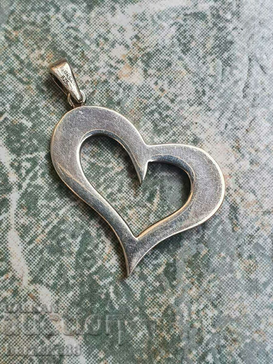 Silver heart pendant necklace with Swarovski Oksan stones - 5 Silver heart pendant necklace with Swarovski Oksan stones - 5