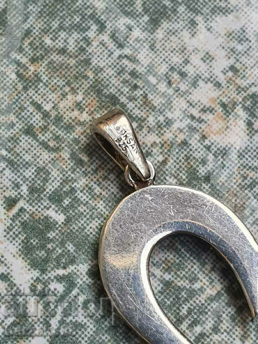 Silver heart pendant necklace with Swarovski Oksan stones - 6 Silver heart pendant necklace with Swarovski Oksan stones - 6