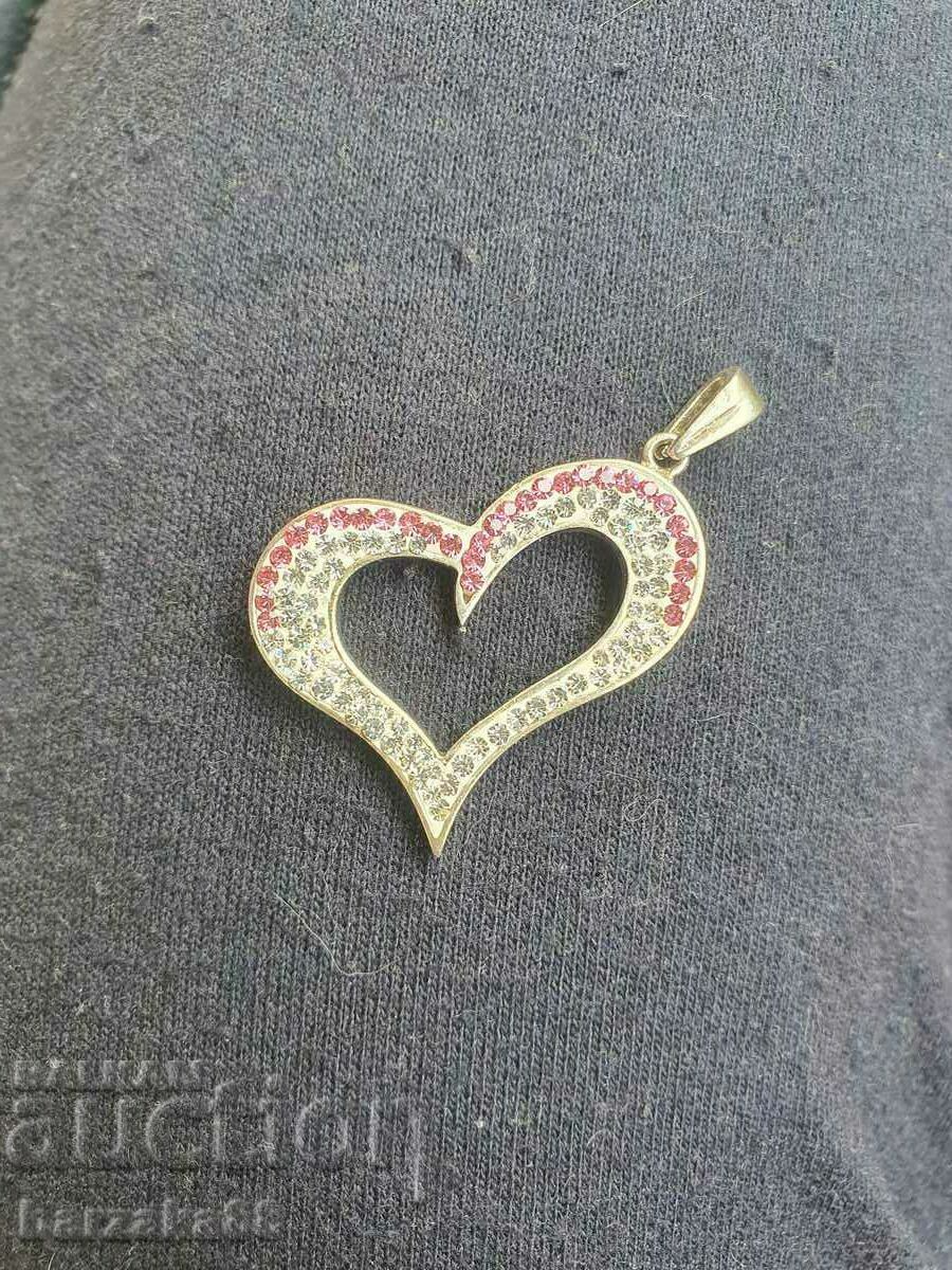 Silver heart pendant necklace with Swarovski Oksan stones - 7 Silver heart pendant necklace with Swarovski Oksan stones - 7