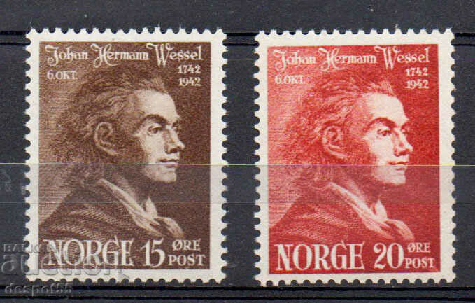 1942. Norway. 200 years since the birth of Johann Hermann Wessel.