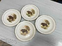 Porcelain set of plates with hunting motifs. #4692