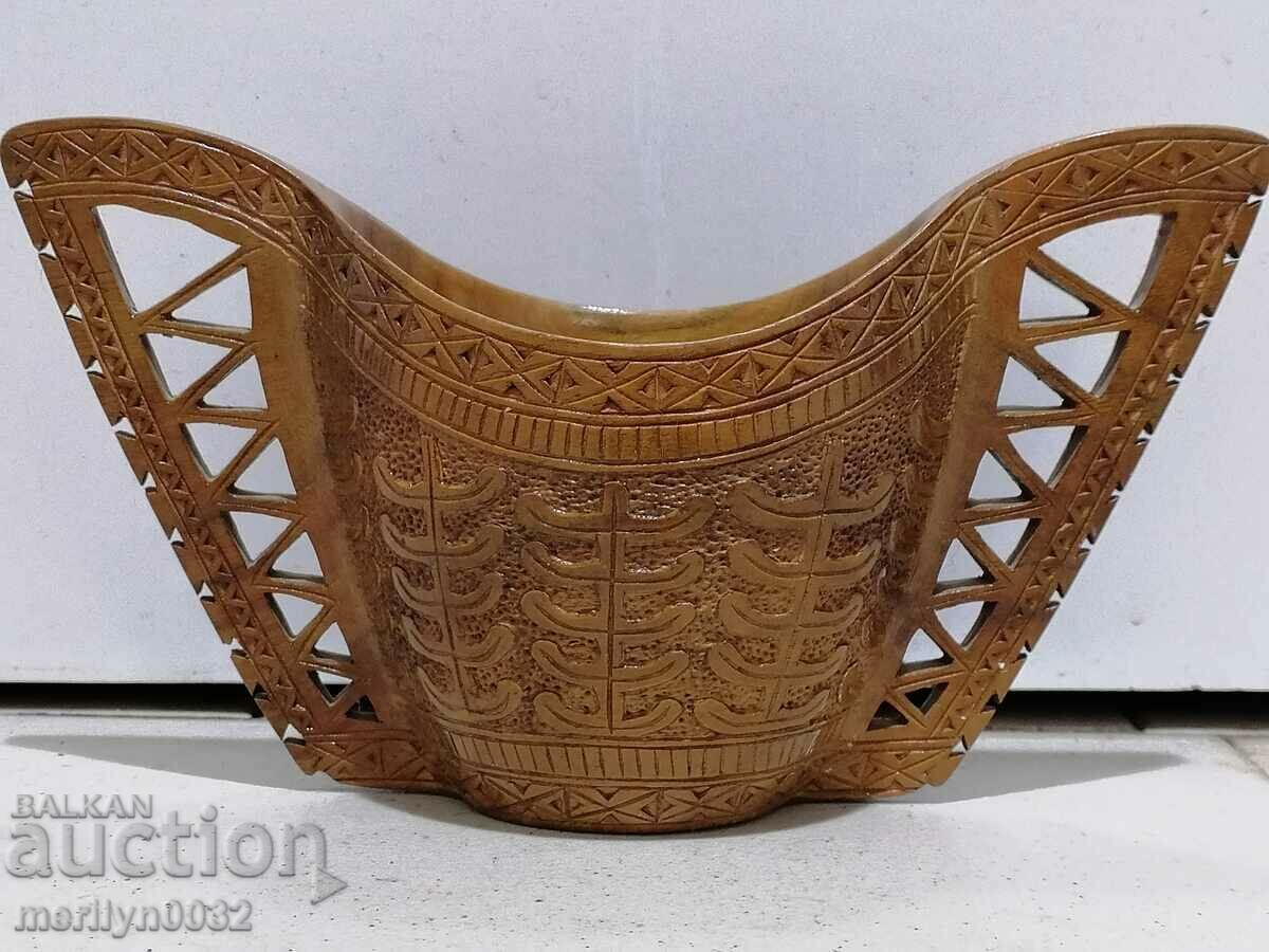 Carved old vessel mid 20th century wood carving with price 133.00 BGN | € 68.00 Carved old vessel mid 20th century wood carving with price 133.00 BGN | € 68.00