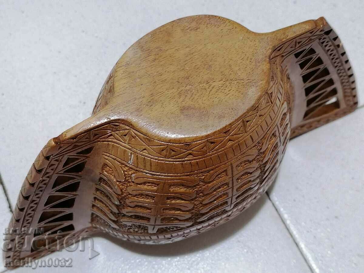 Carved old vessel mid 20th century wood carving - 7 Carved old vessel mid 20th century wood carving - 7