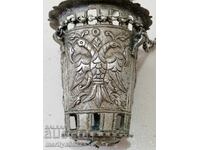 Renaissance silver lamp double-headed eagle silver cross