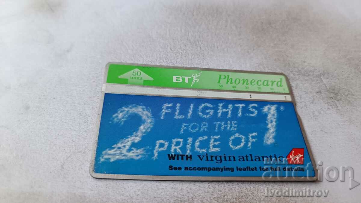 Фонокарта British Telecom 50 units 2 Flights for the Price 1