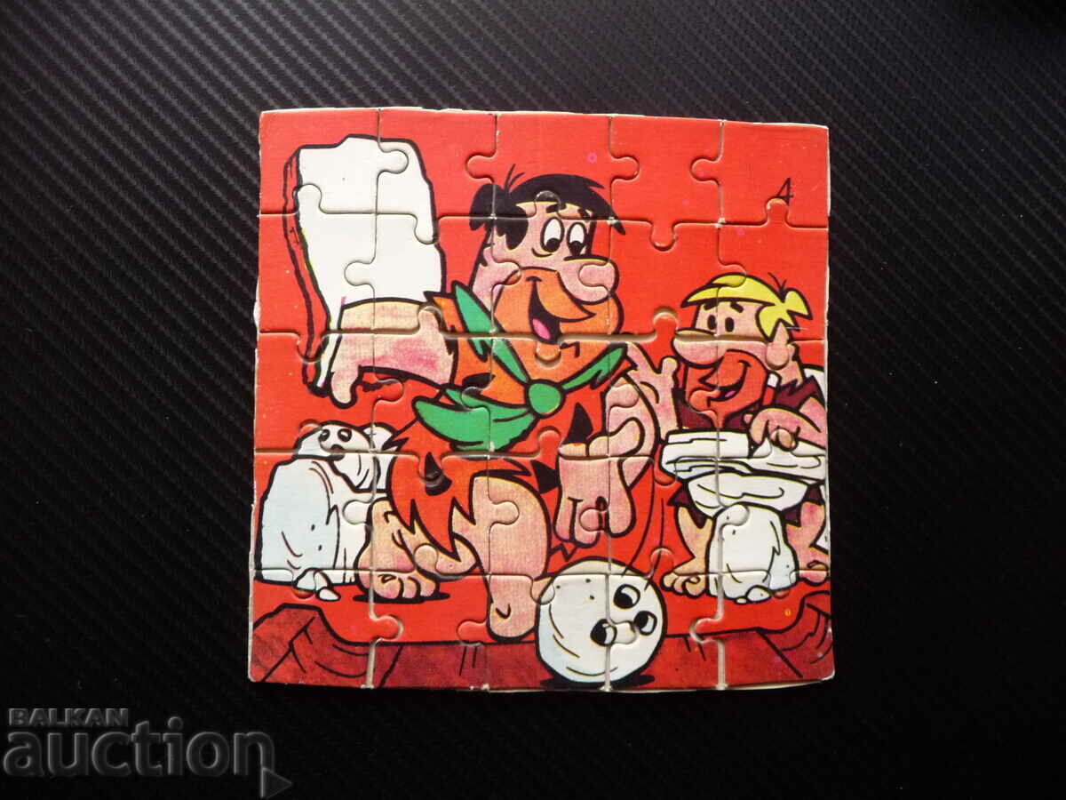 Old Puzzle 25 Piese Fred Flintstone Barney Rubble Bowling Film