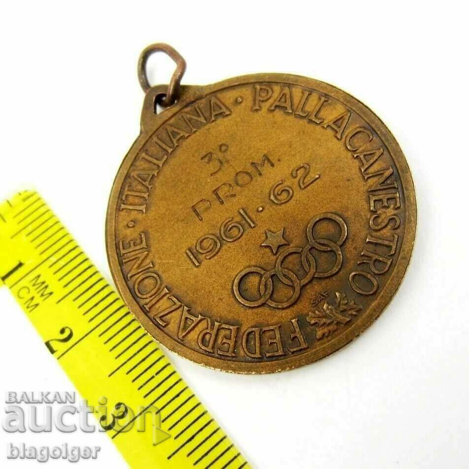 Auction Medal-Italian Cup-Basketball-1962-Original Auction Medal-Italian Cup-Basketball-1962-Original