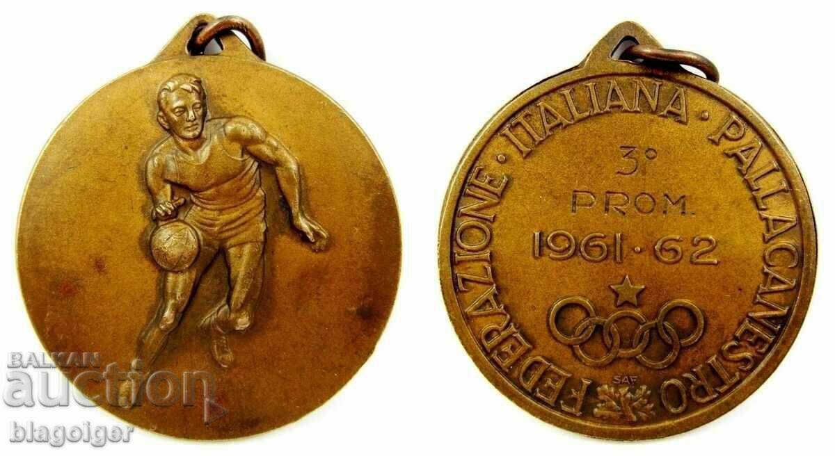 Медал-Купа на Италия-Баскетбол-1962-Оригинал