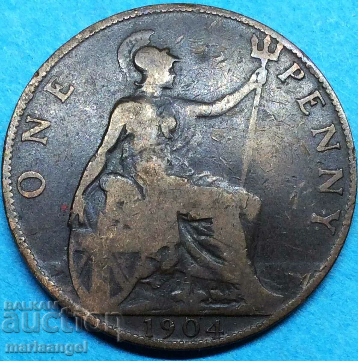 Великобритания 1 пени 1904 30мм бронз