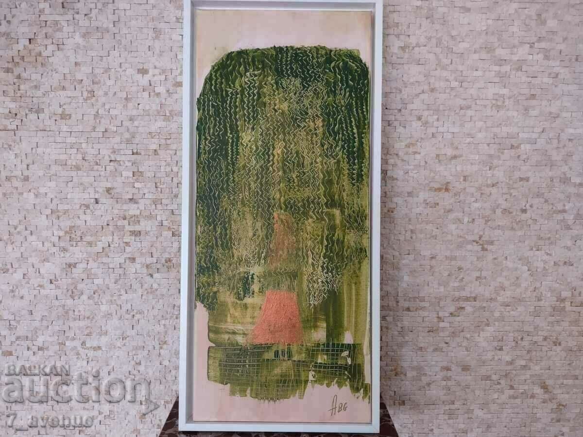 Auction Author's painting - acrylic on canvas, "The Willow", 70/30 cm Auction Author's painting - acrylic on canvas, "The Willow", 70/30 cm