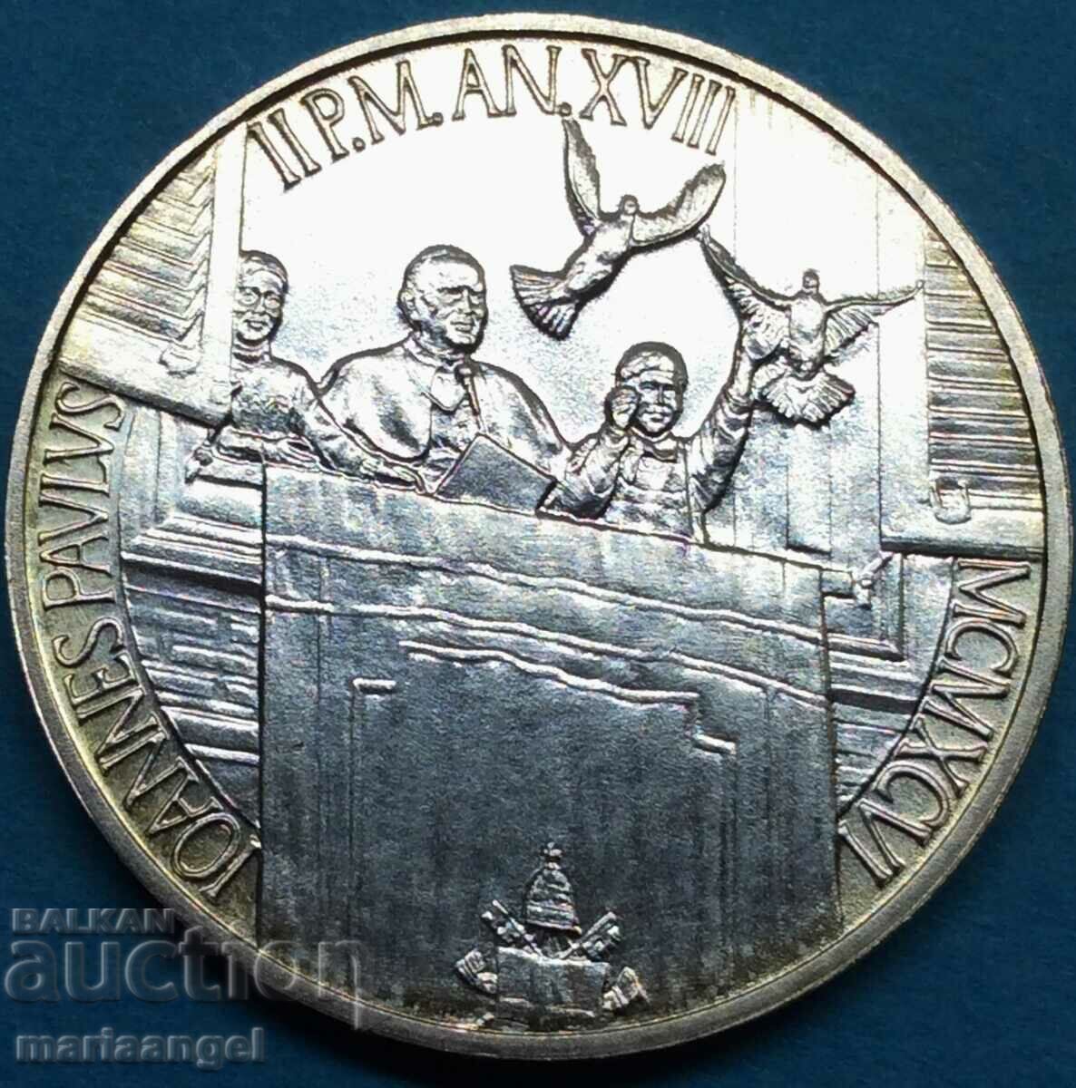 1000 лири 1996 Ватикан Иоан Павел II сребро