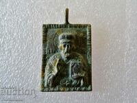 Old small bronze icon of St. Nicholas
