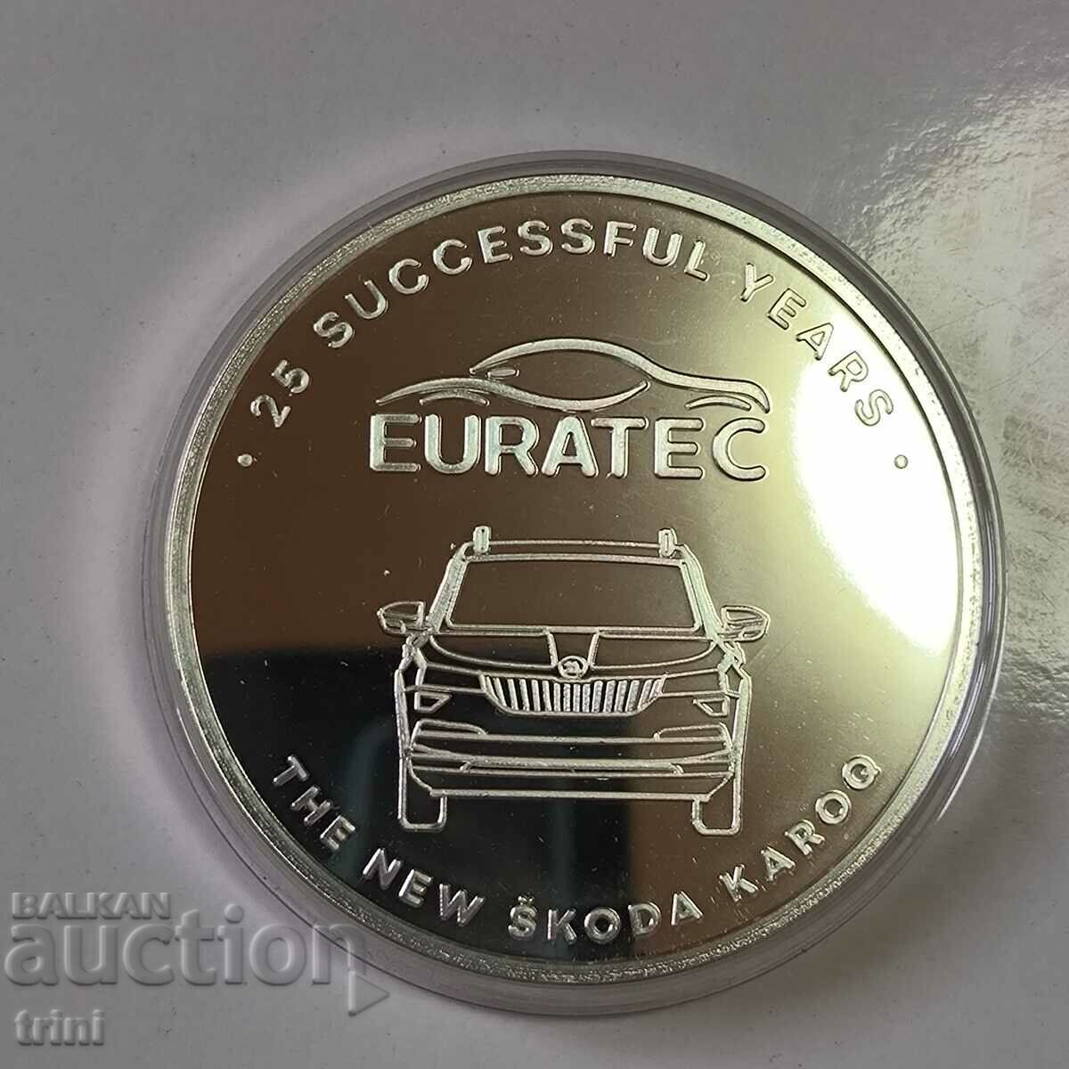 Silver-plated plaque 25 years. Euratek - ŠKODA limited series with price 25.00 BGN | € 12.78