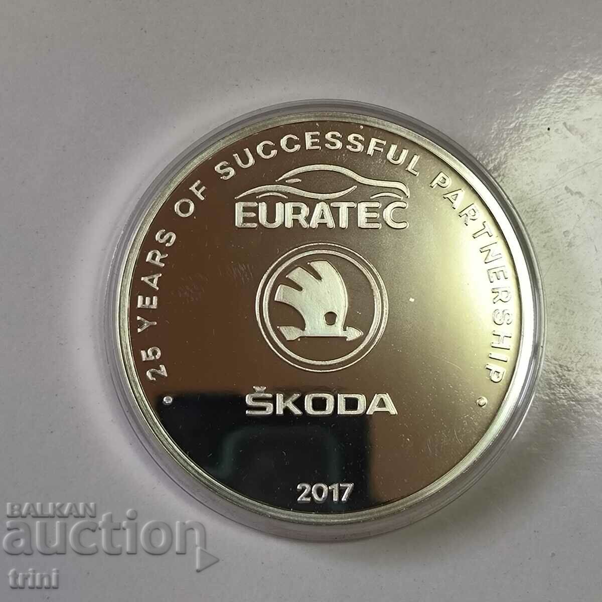 Silver-plated plaque 25 years. Euratek - ŠKODA limited series