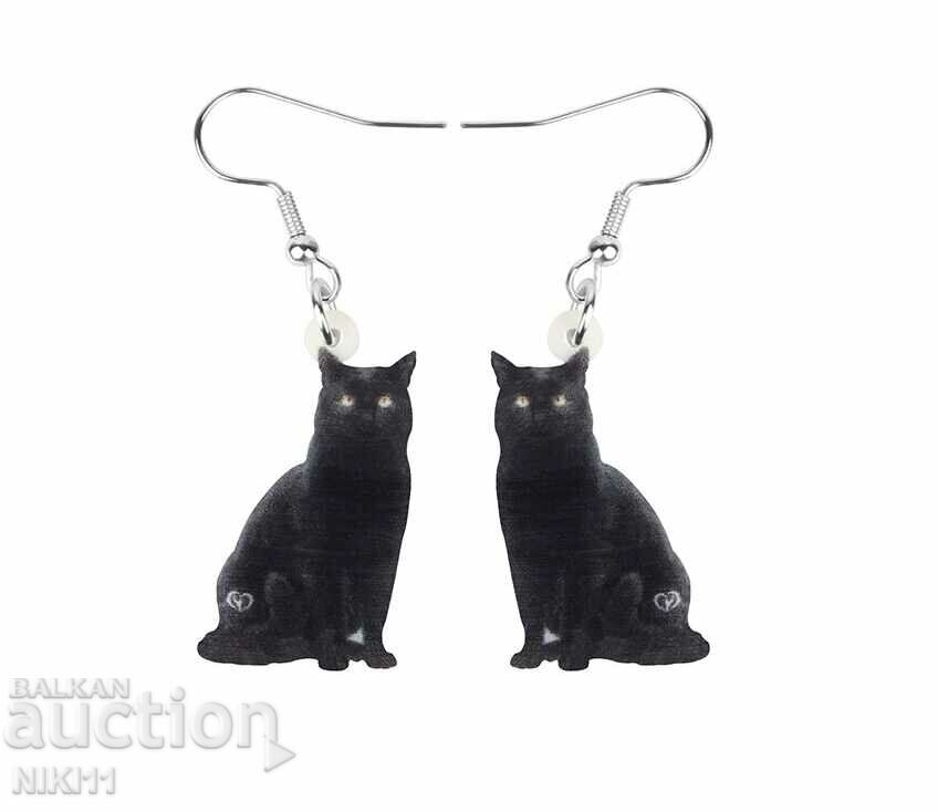 Black cat earrings, two black cat earrings
