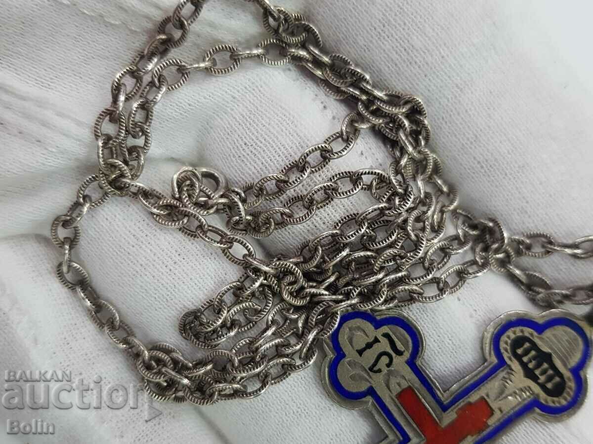 Много рядък руски царски сребърен мъжки кръст 84 проба 19 в. - 7