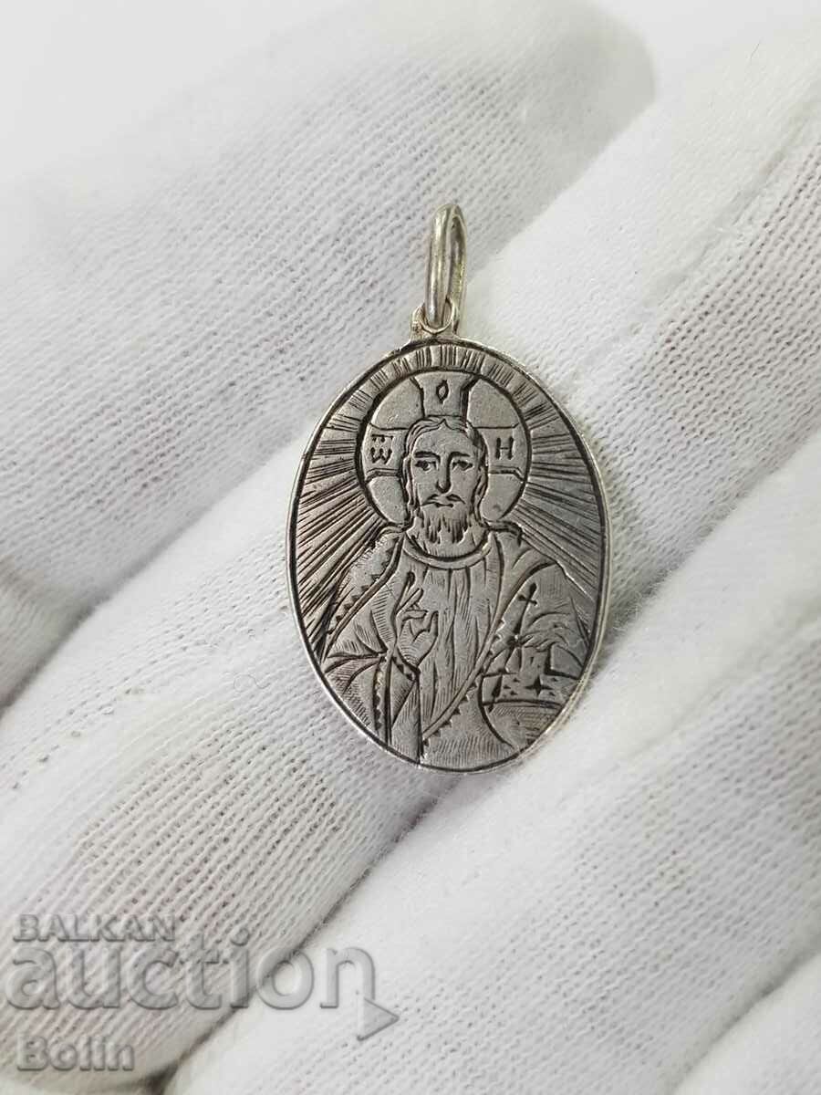 Rar medalion regal de argint 84 dovada Iisus Hristos