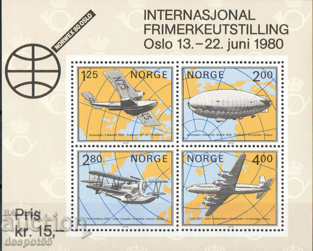1979. Норвегия. Филателно изложение, NORWEX '80. Самолети.