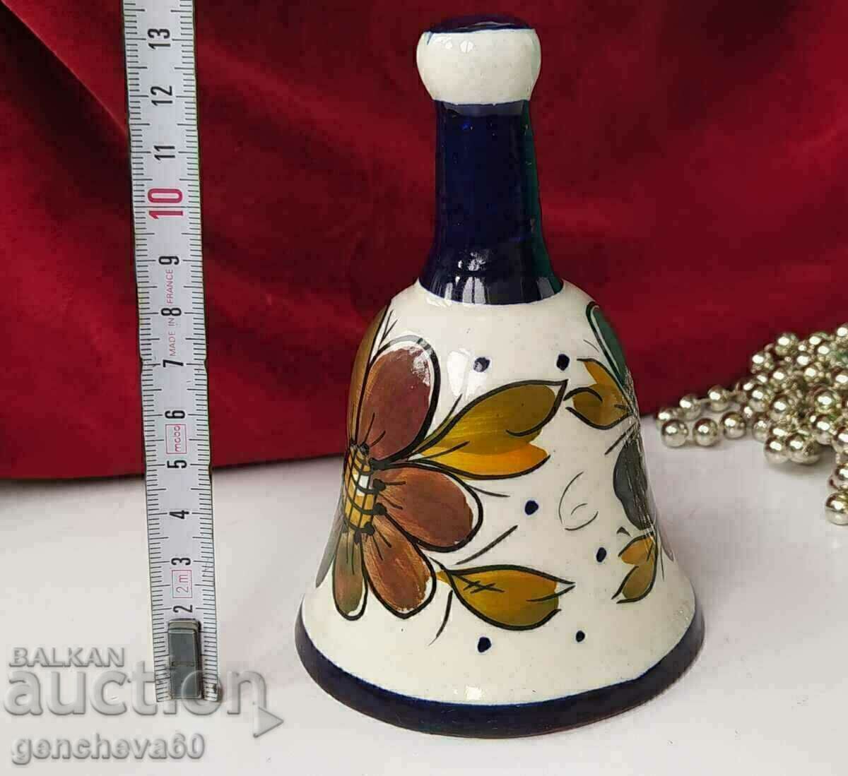 Clopot vechi din ceramică pictat, clopot