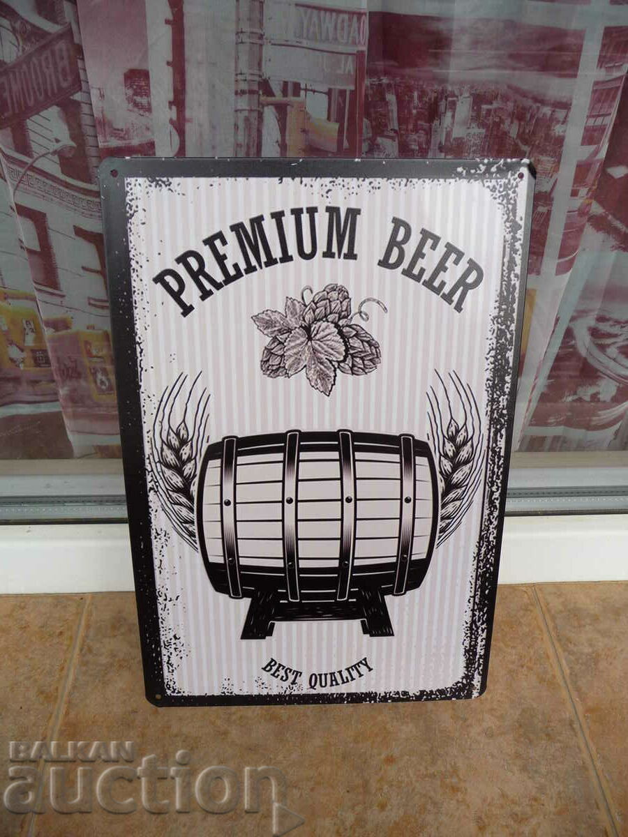 Metal sign beer advertising keg brewery bar Premium beer