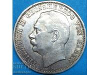 3 марки 1912 G Отто фон Баден Германия сребро