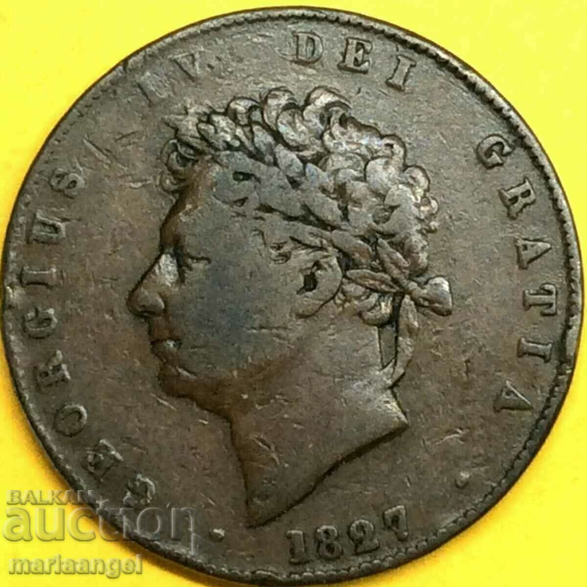 Great Britain 1/2 penny 1827 28mm 8.95g - quite rare