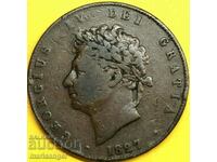 Marea Britanie 1/2 penny 1827 28mm 8.95g - destul de rar