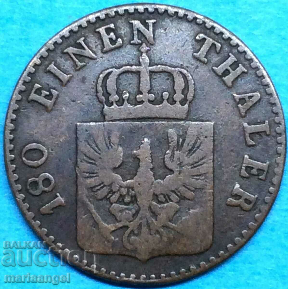 2 пфенига 1853 ''А'' - Берлин Прусия Германия