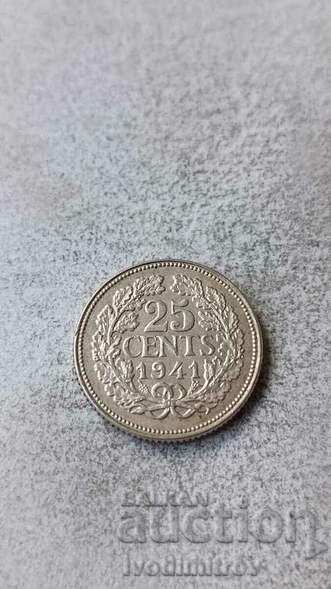 Netherlands 25 cents 1941 Silver