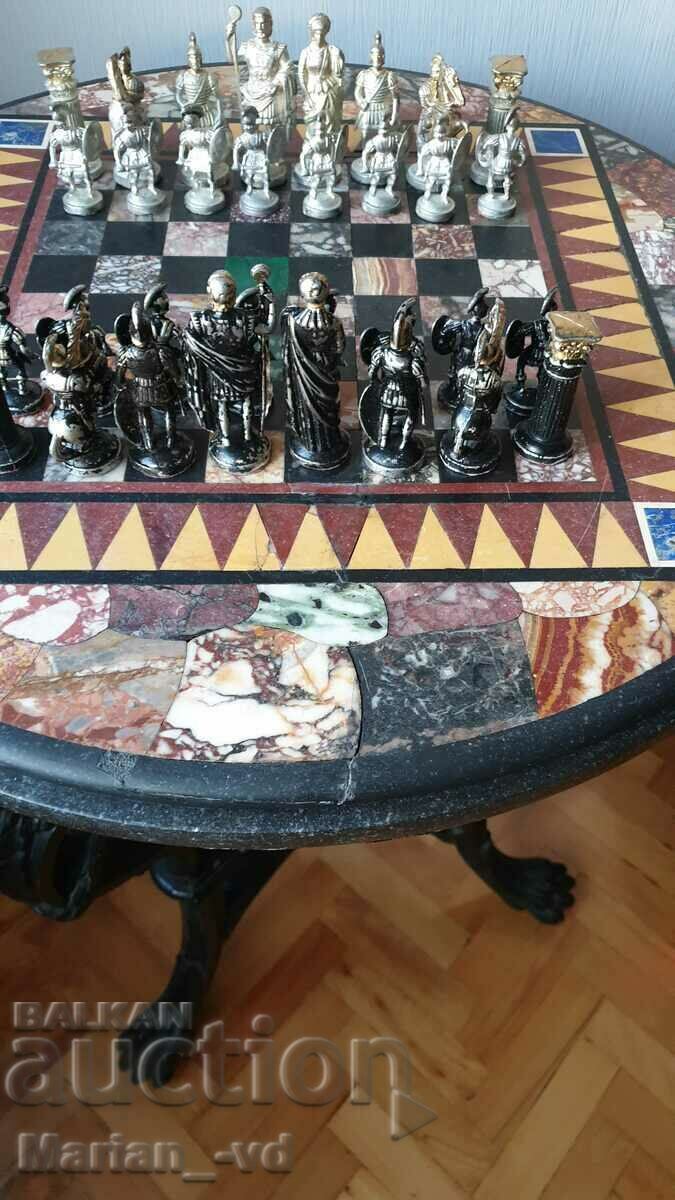 Old Victorian marble chess table 19th century - 6 Old Victorian marble chess table 19th century - 6