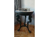 Old Victorian marble chess table 19th century