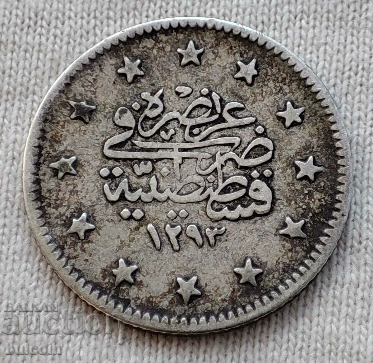 SILVER TURKISH COIN 2 KURUSHA AN 1293 (1876)/11