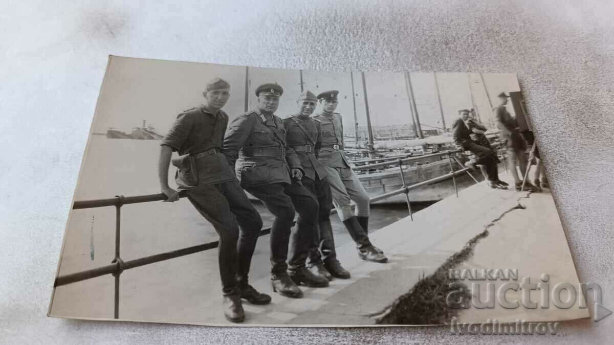 Photo Thessaloniki Four officers at the port 1943 Photo Thessaloniki Four officers at the port 1943