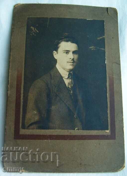 Old photo cardboard - young man, Plovdiv 1919